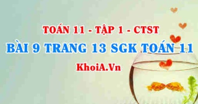 Bài 9 trang 13 SGK Toán 11 Tập 1 Chân trời sáng tạo